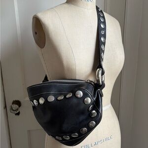 Moschino Cheap and Chic RARE Black Leather & Metal Grommet Women’s Shoulder Bag